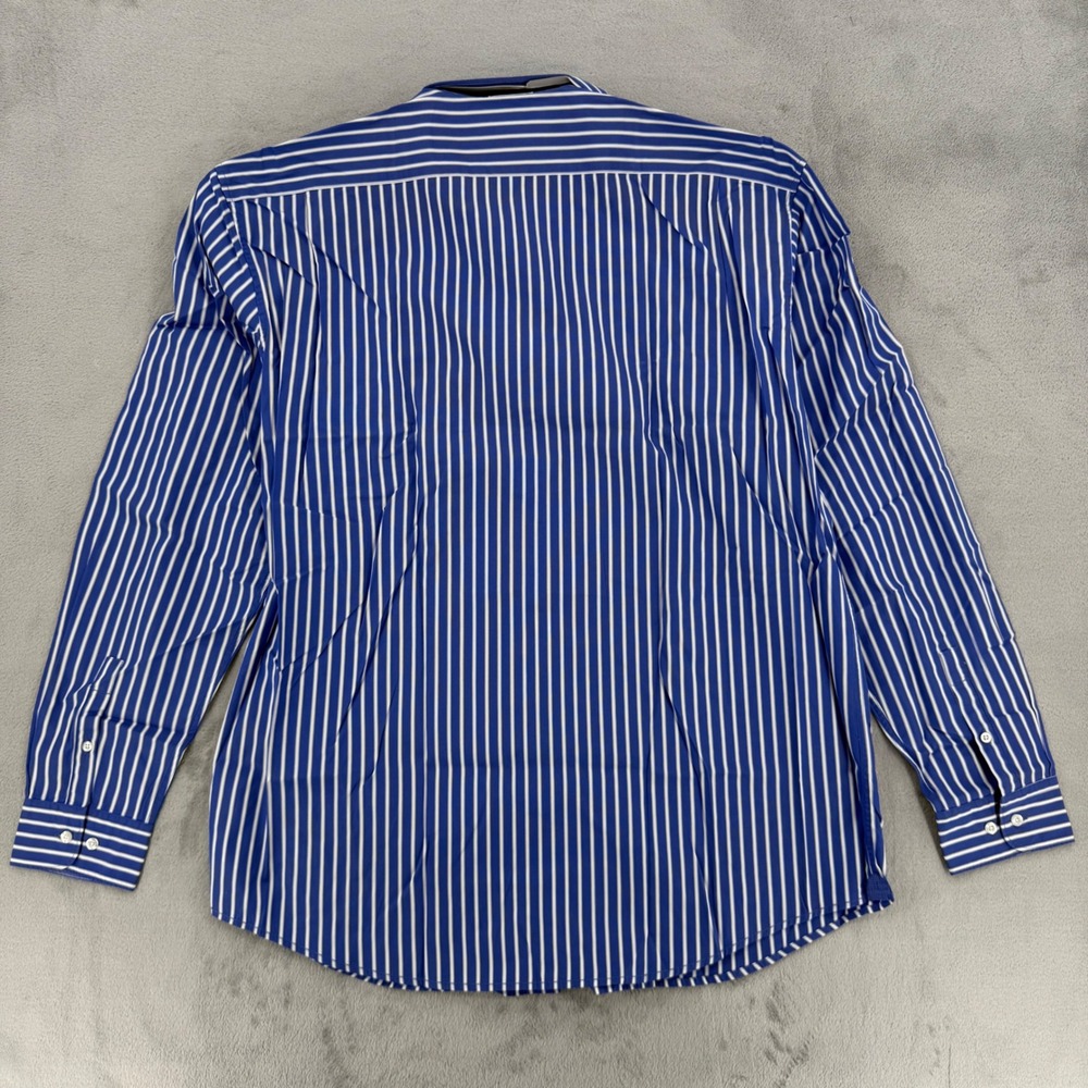 Lacoste Regular Fit Striped Button Down Shirt Mens XL 45 White Cotton Blue - Picture 8 of 16